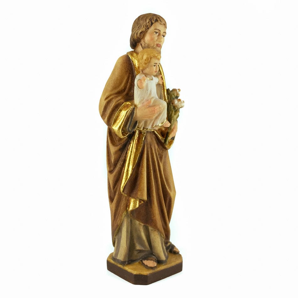 Wooden Statue of St. Joseph the "Righteous Man" with Baby Jesus