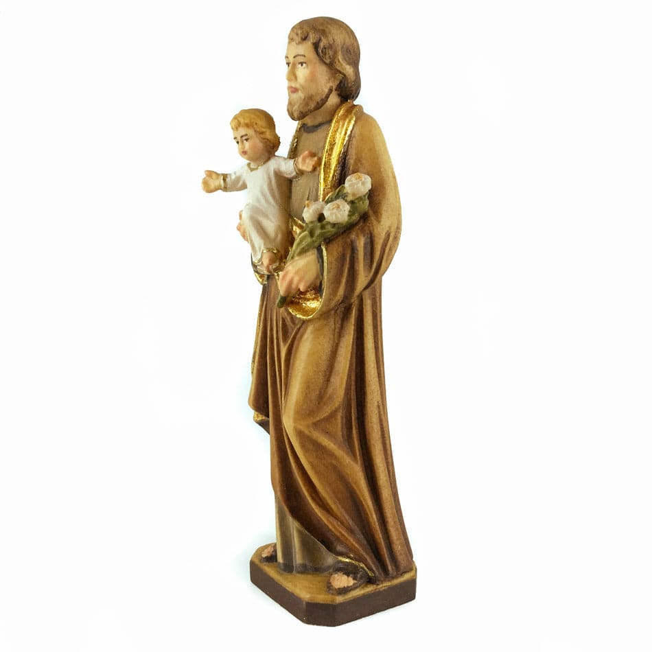 Wooden Statue of St. Joseph the "Righteous Man" with Baby Jesus