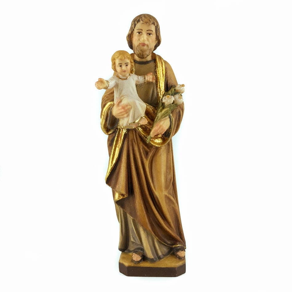 Wooden Statue of St. Joseph the "Righteous Man" with Baby Jesus