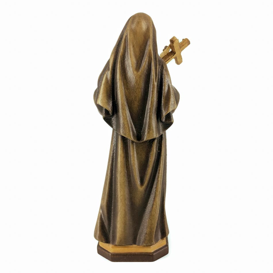Wooden Statue of St. Rita of Cascia with Crucifix