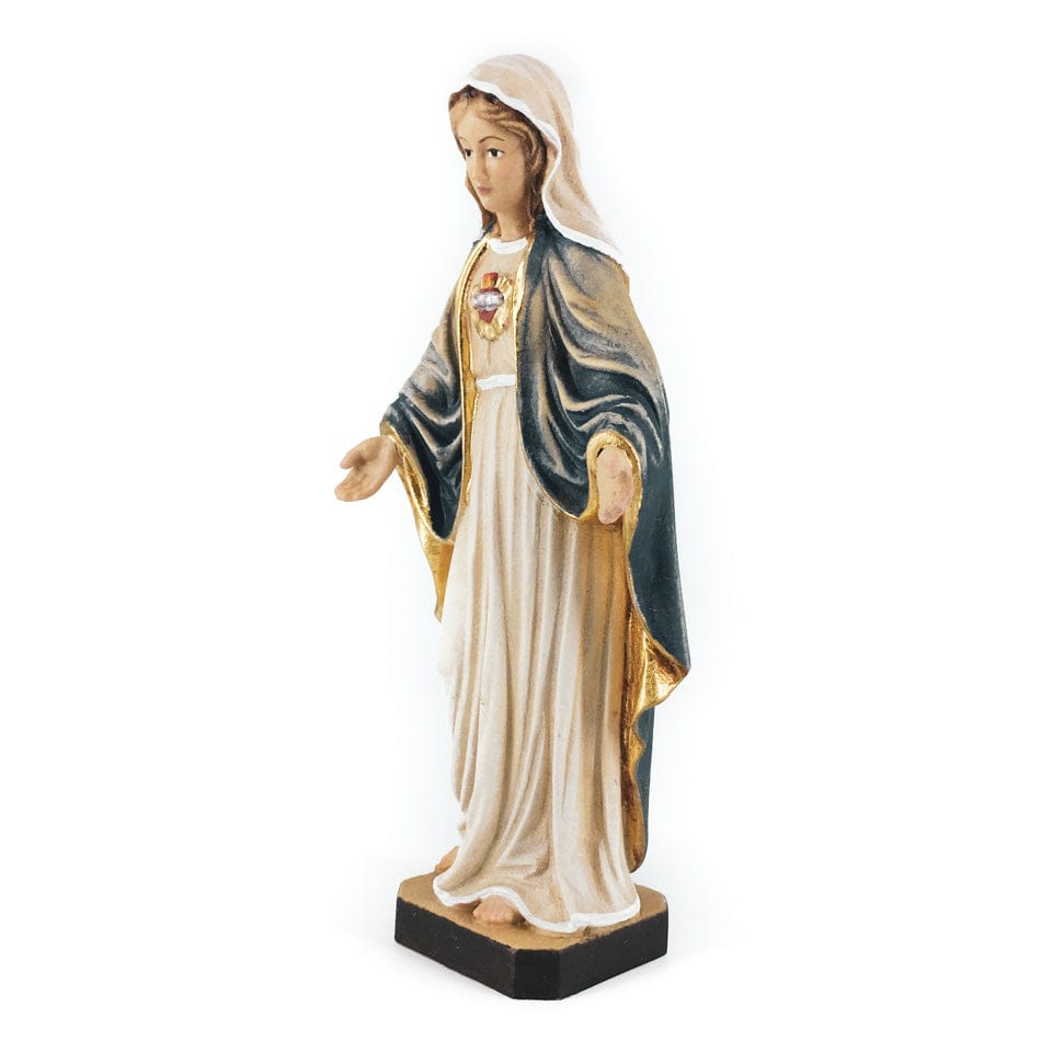 Wooden Statue of the Immaculate Heart of Mary with Blue Veil