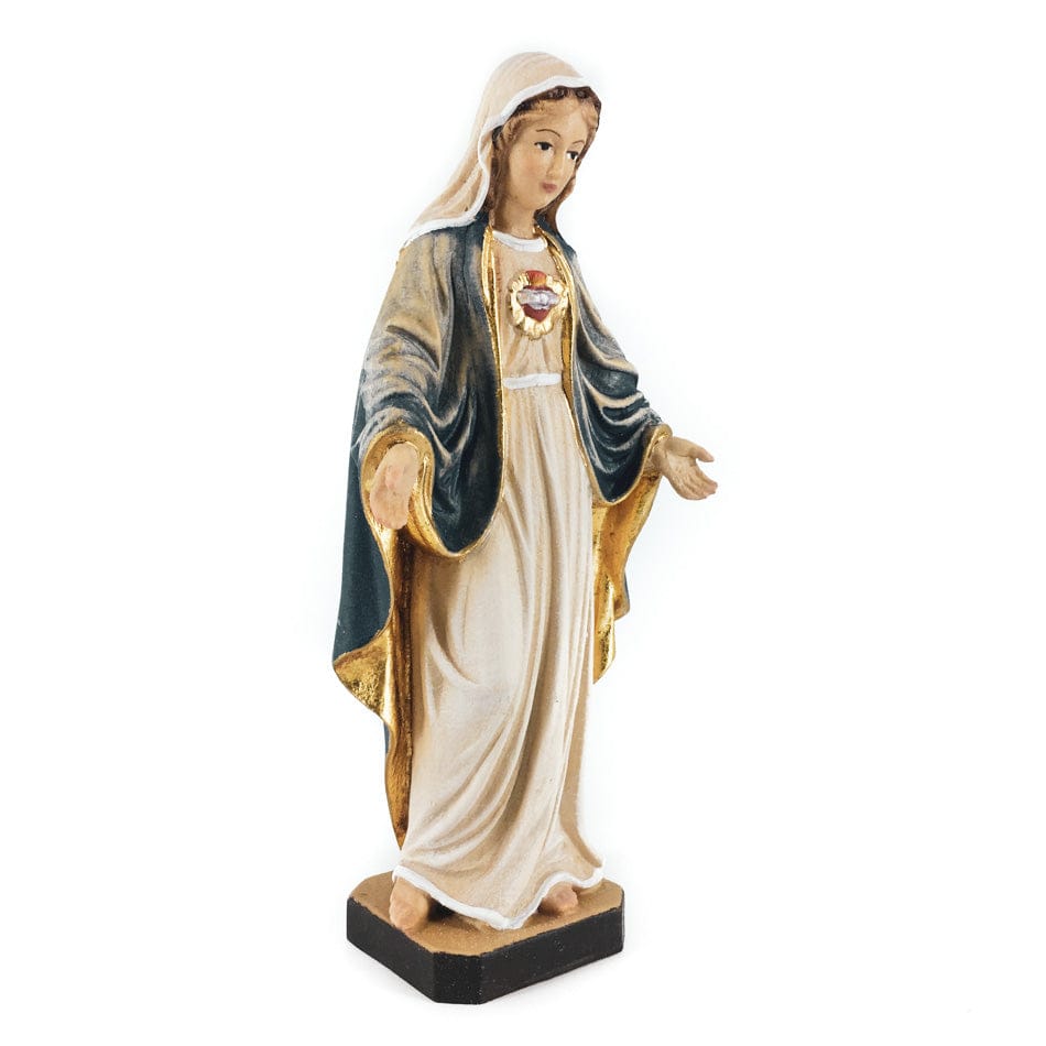 Wooden Statue of the Immaculate Heart of Mary with Blue Veil