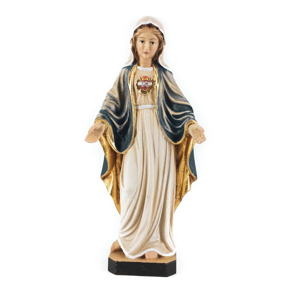 Wooden Statue of the Immaculate Heart of Mary with Blue Veil