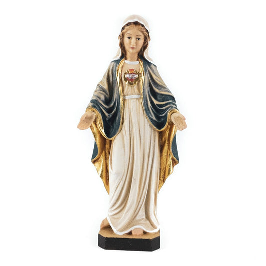 Wooden Statue of the Immaculate Heart of Mary with Blue Veil
