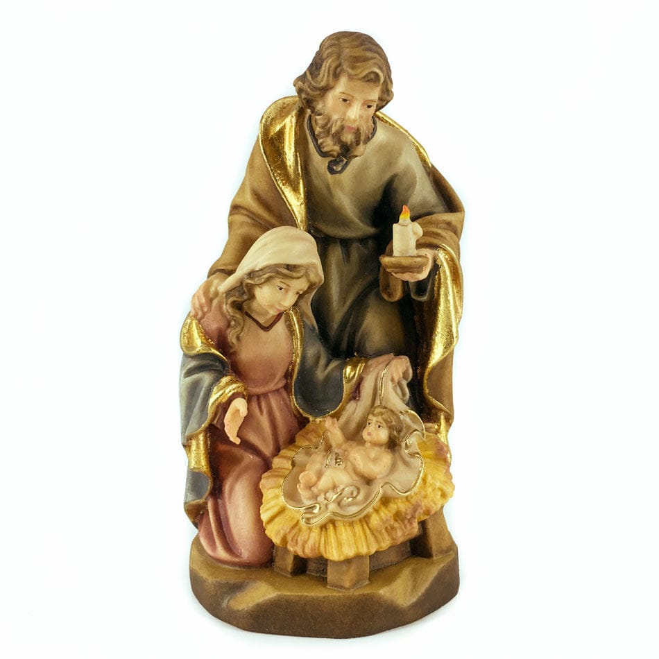 Wooden Statue of the Nativity With St. Joseph Holding a Candle