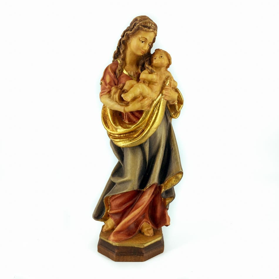 Wooden Statue of the Virgin Mary with Golden Veil