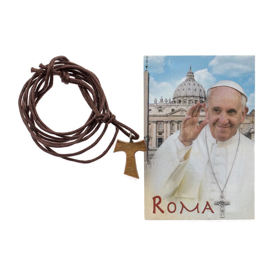 Wooden Tau Cross with Rope Chain