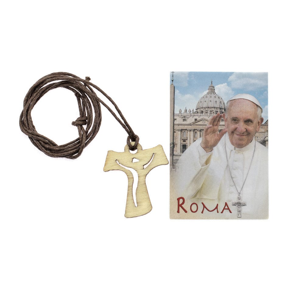 Wooden Tau  Cross With Rope Chain