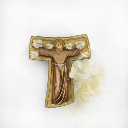 Wooden Tau Cross With St. Francis of Assisi