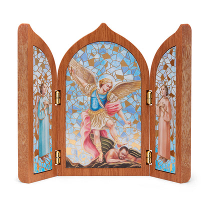 Wooden Triptych with St. Michael and Angels