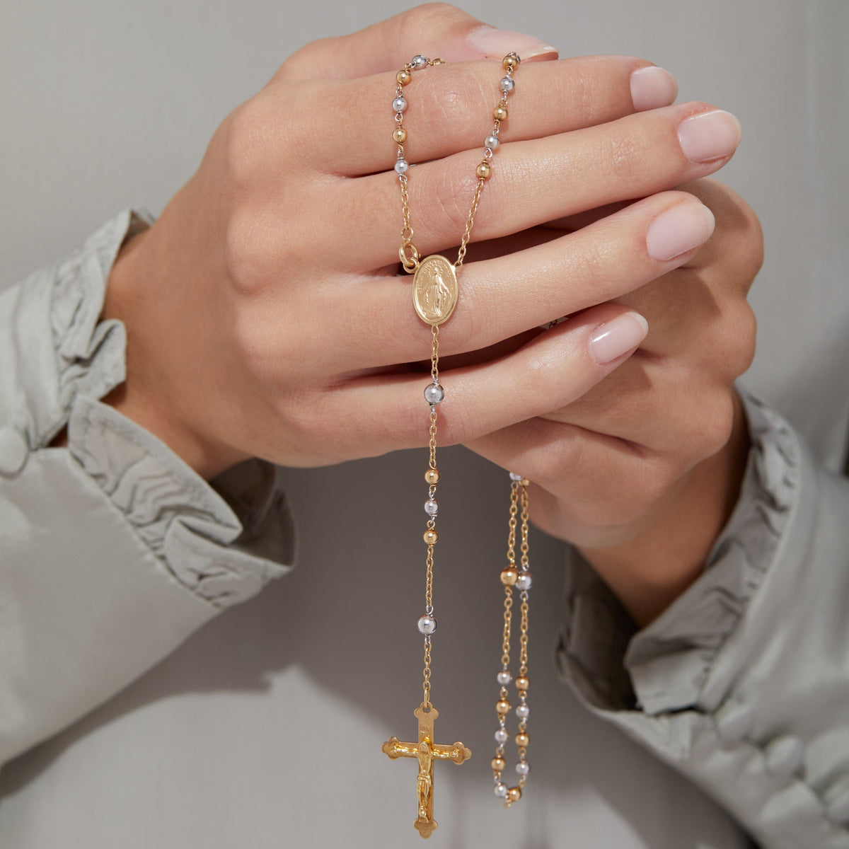 Yellow and White Gold Rosary