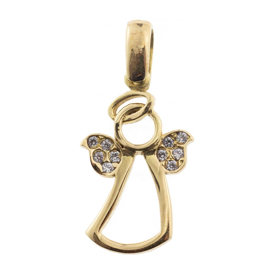Yellow gold angel with zircons