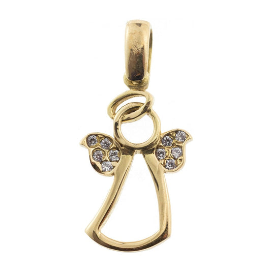 Yellow gold angel with zircons