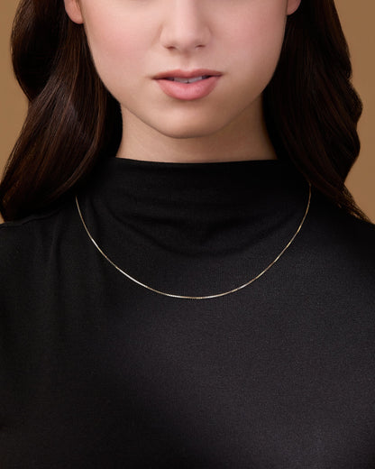 Yellow Gold Box Chain Necklace