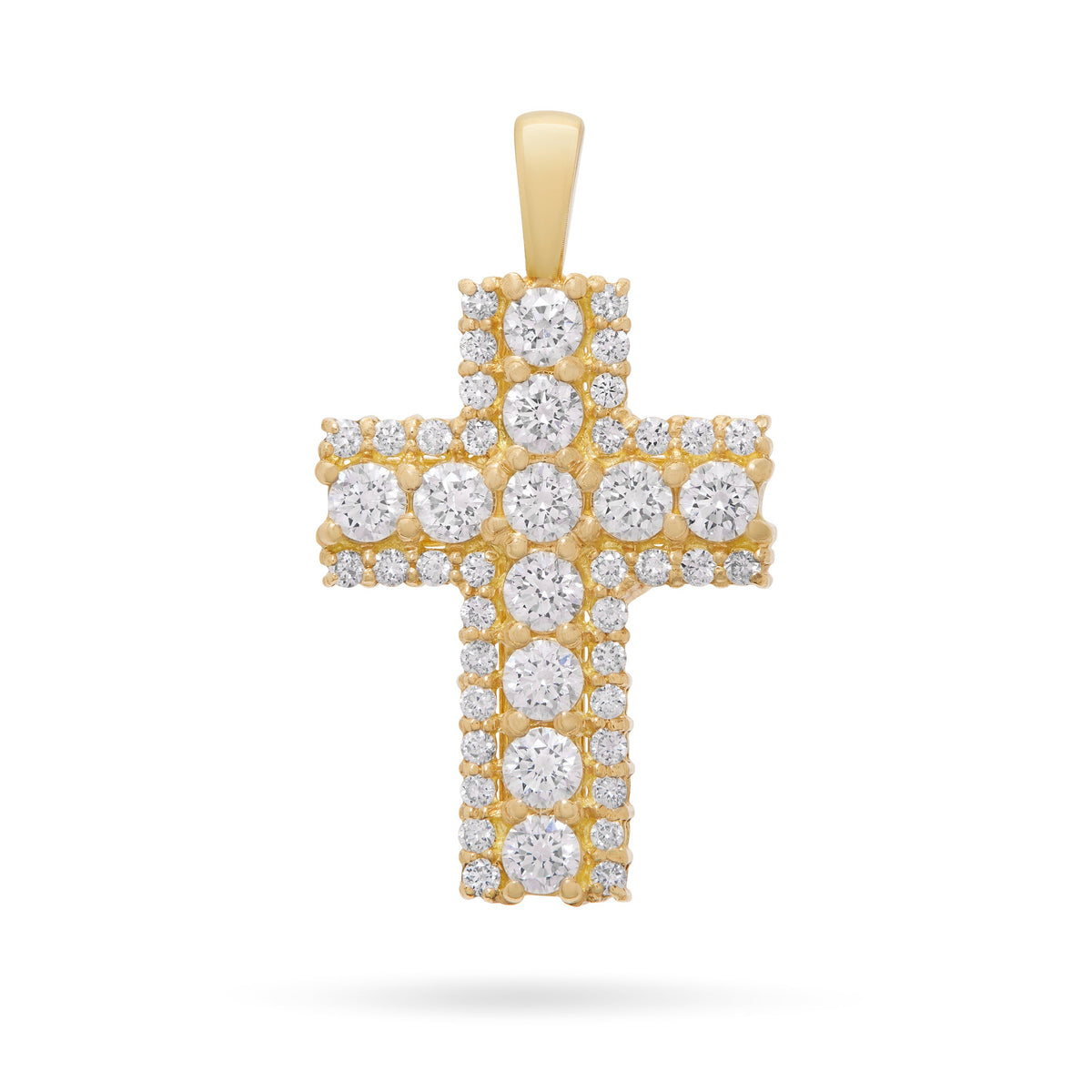 Yellow Gold Cross Pendant with Big and Small Diamonds