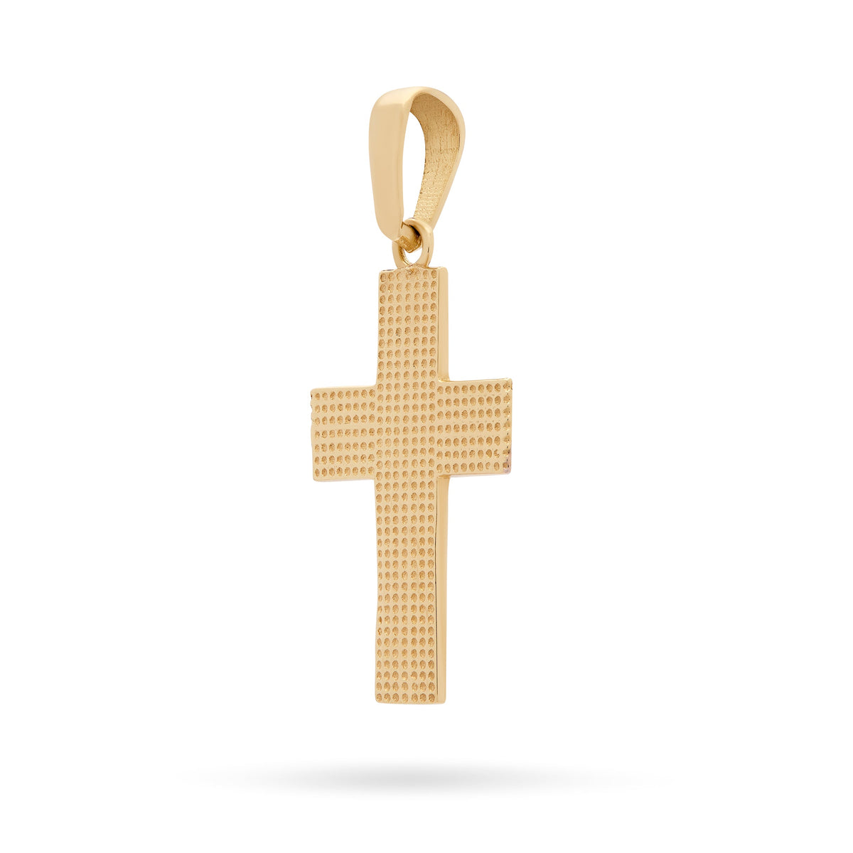 Yellow Gold Cross Pendant With Grooves and White Gold Details