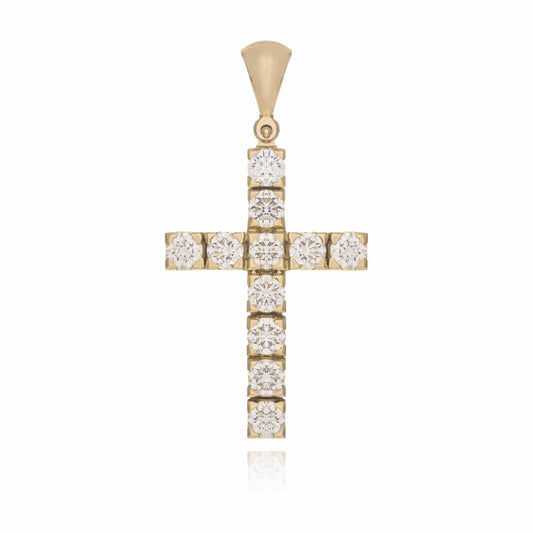 Yellow Gold Cross with Diamonds