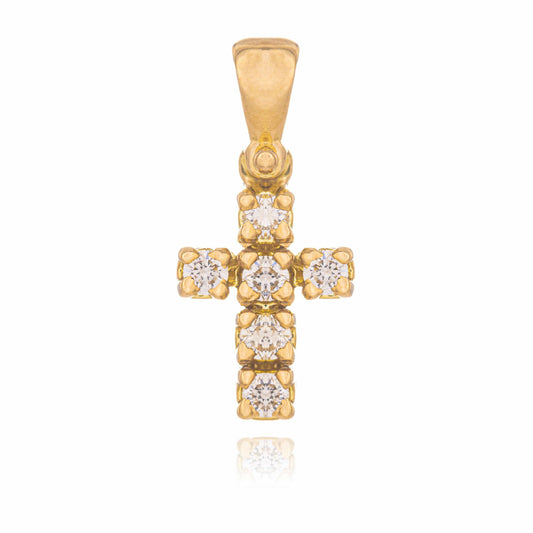 Yellow Gold Cross with Diamonds