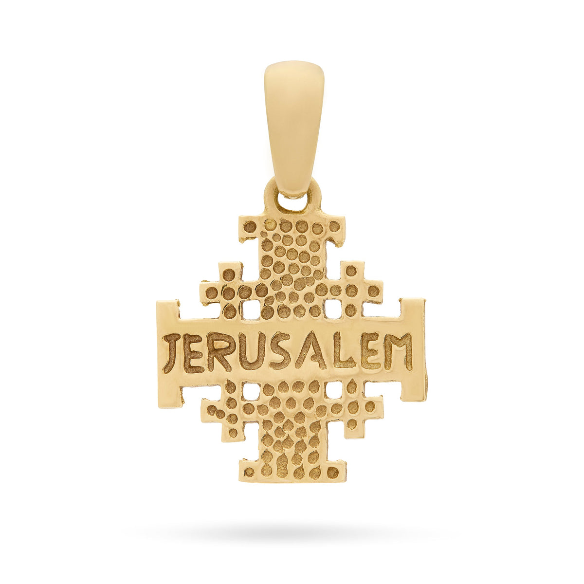 Yellow Gold Dotted Jerusalem Cross Pendant
