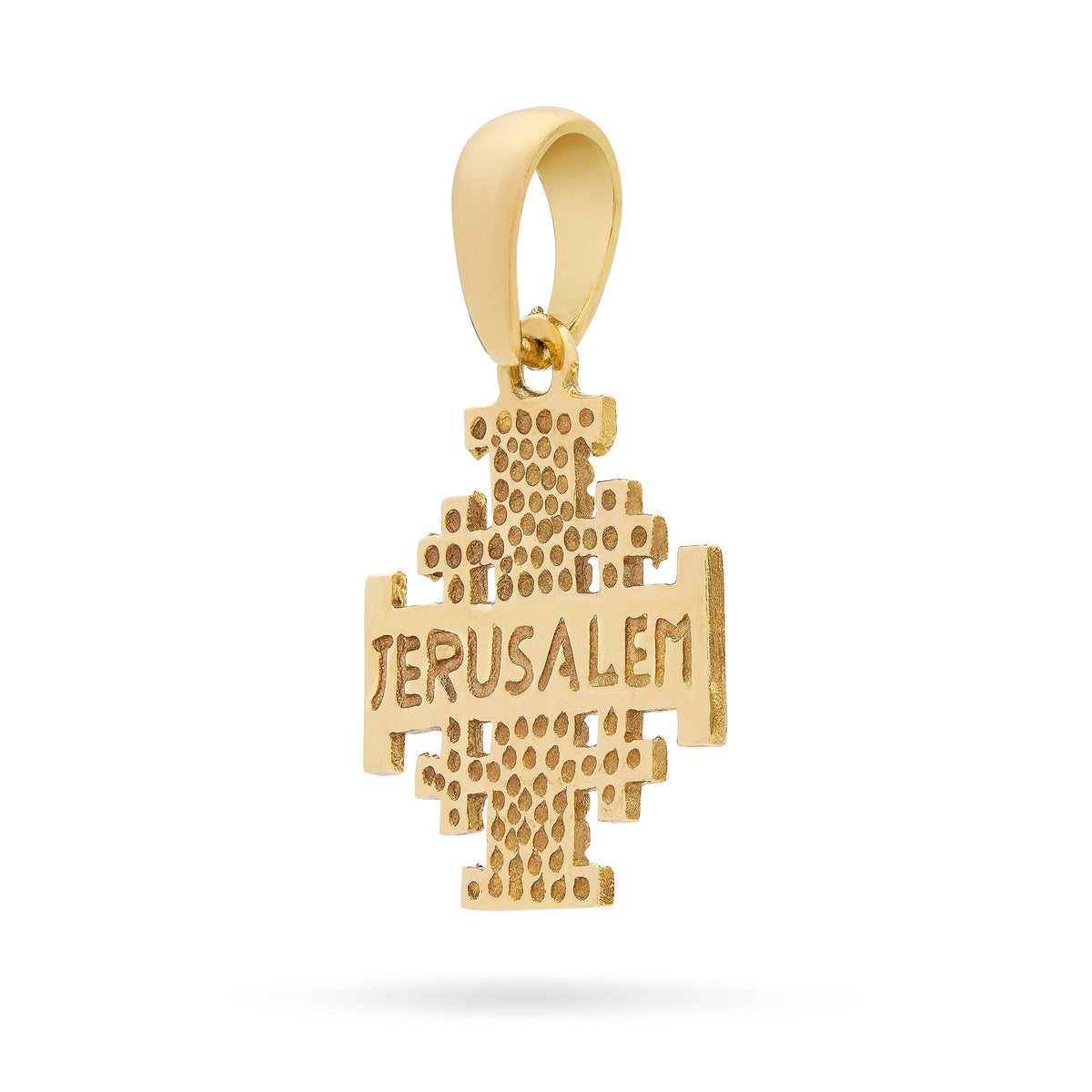 Yellow Gold Dotted Jerusalem Cross Pendant
