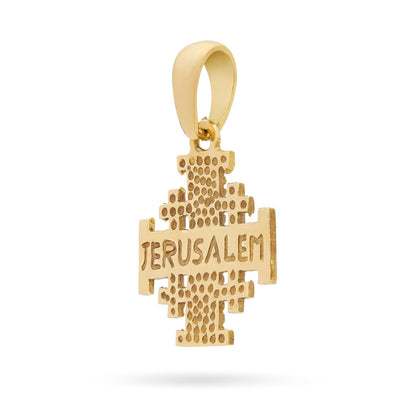 Yellow Gold Dotted Jerusalem Cross Pendant