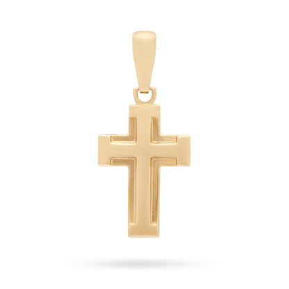 Yellow Gold Double Cross Raised Pendant