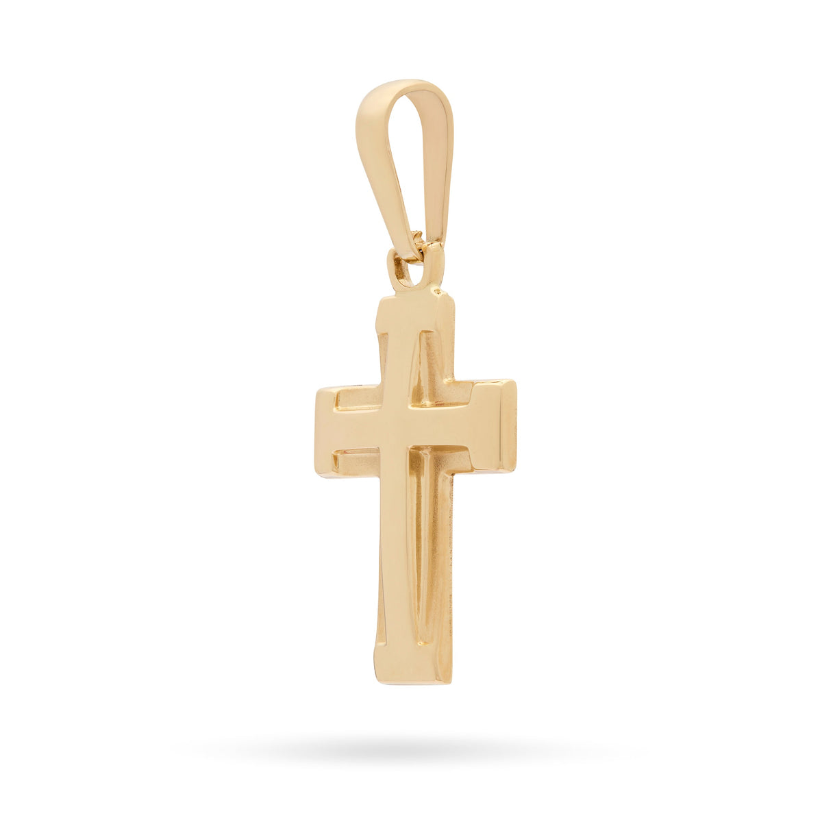 Yellow Gold Double Cross Raised Pendant
