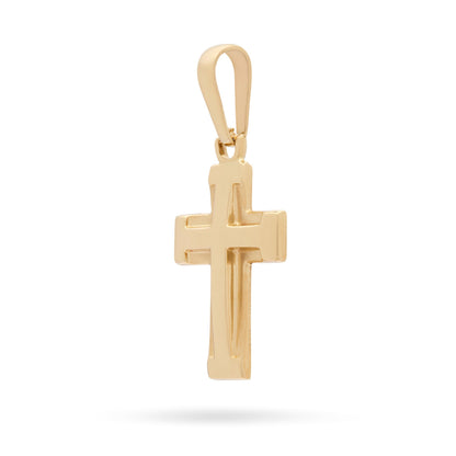 Yellow Gold Double Cross Raised Pendant