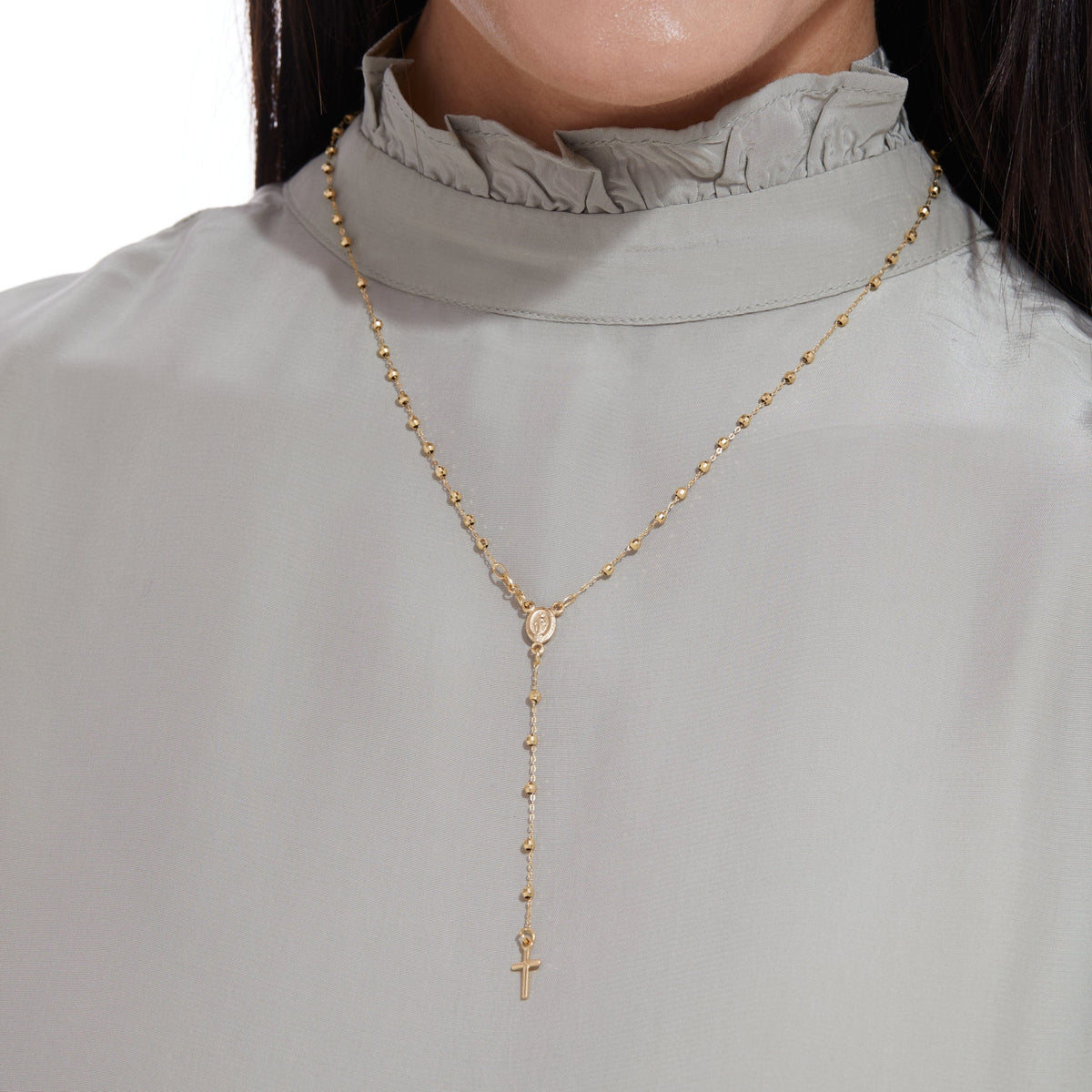 Yellow Gold Faceted Rosary Beads