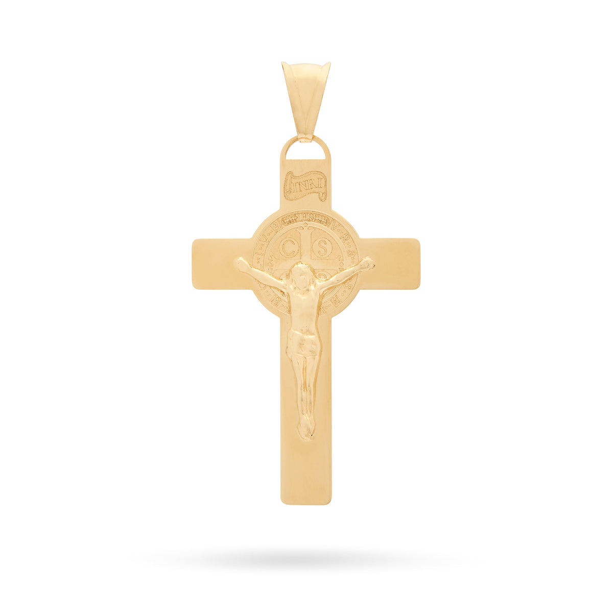 Yellow Gold Flat St. Benedict Crucifix Pendant