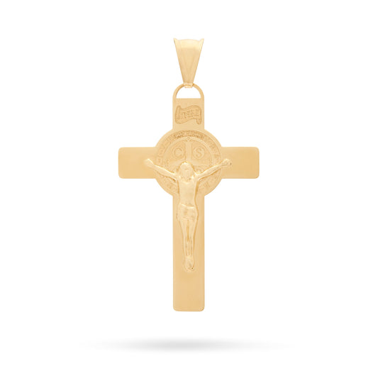 Yellow Gold Flat St. Benedict Crucifix Pendant