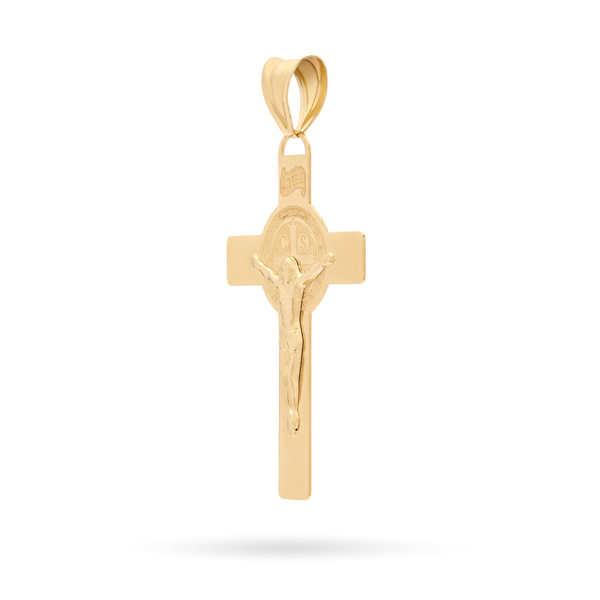 Yellow Gold Flat St. Benedict Crucifix Pendant