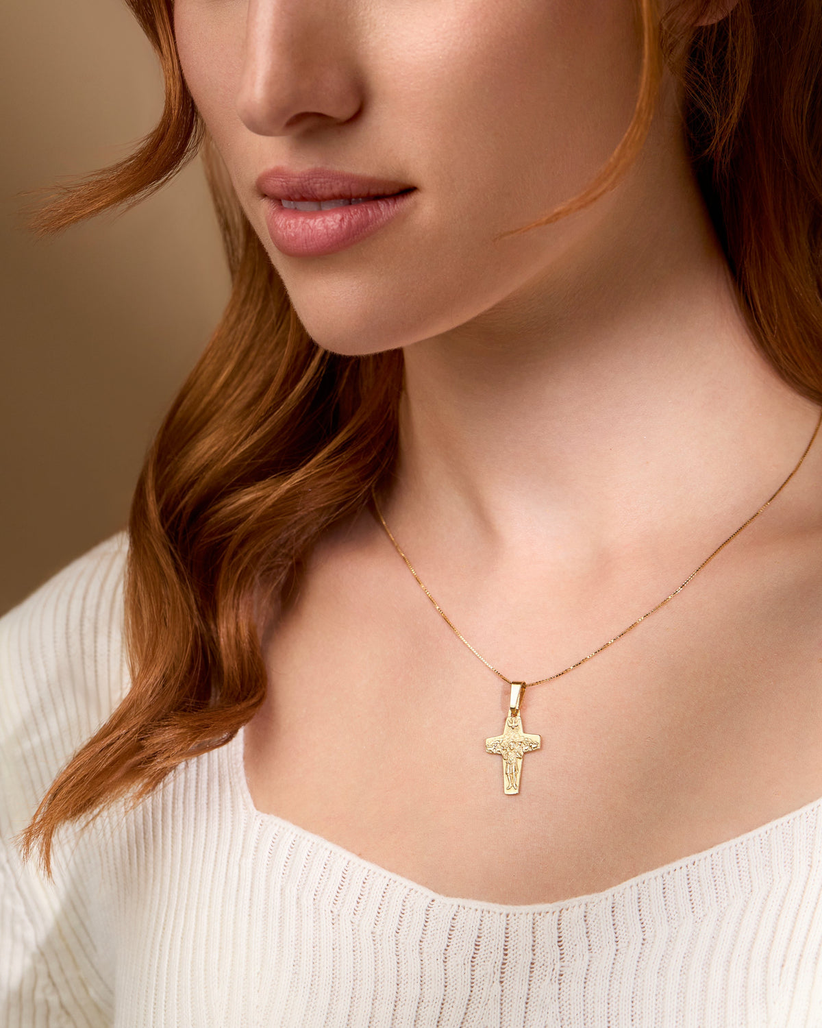 Yellow Gold Good Shepherd Cross Pendant