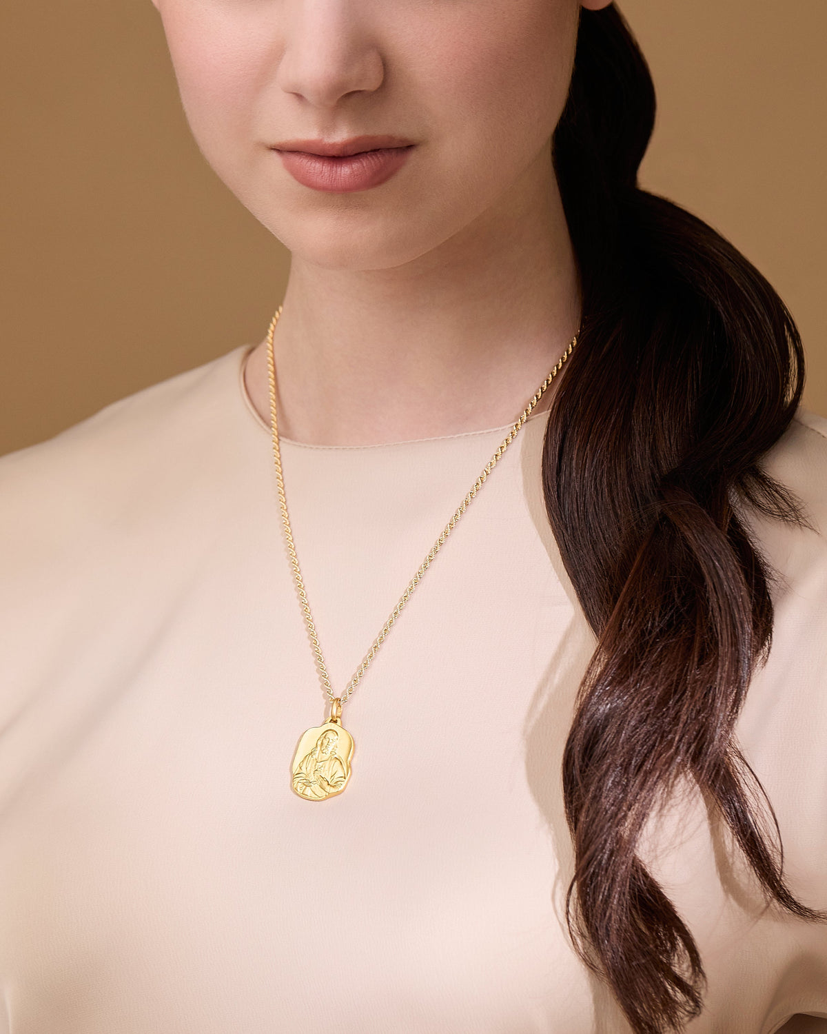 Yellow Gold Irregular Scapular Medal