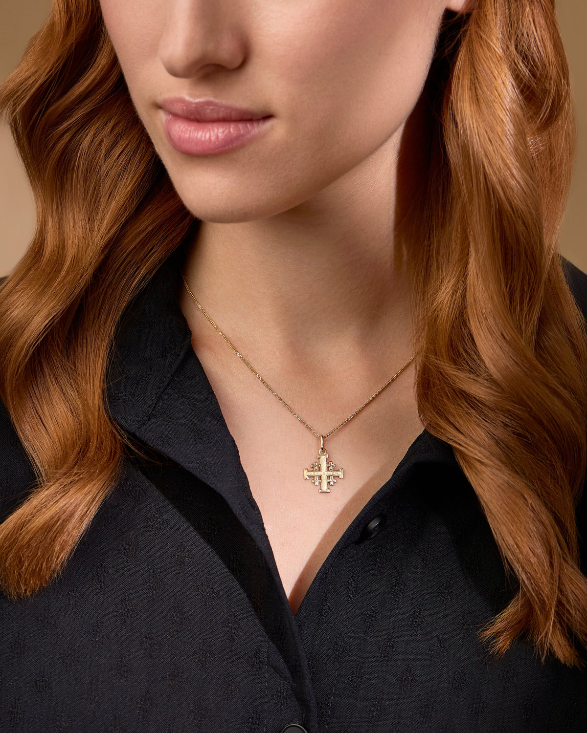 Yellow Gold Jerusalem Cross Pendant