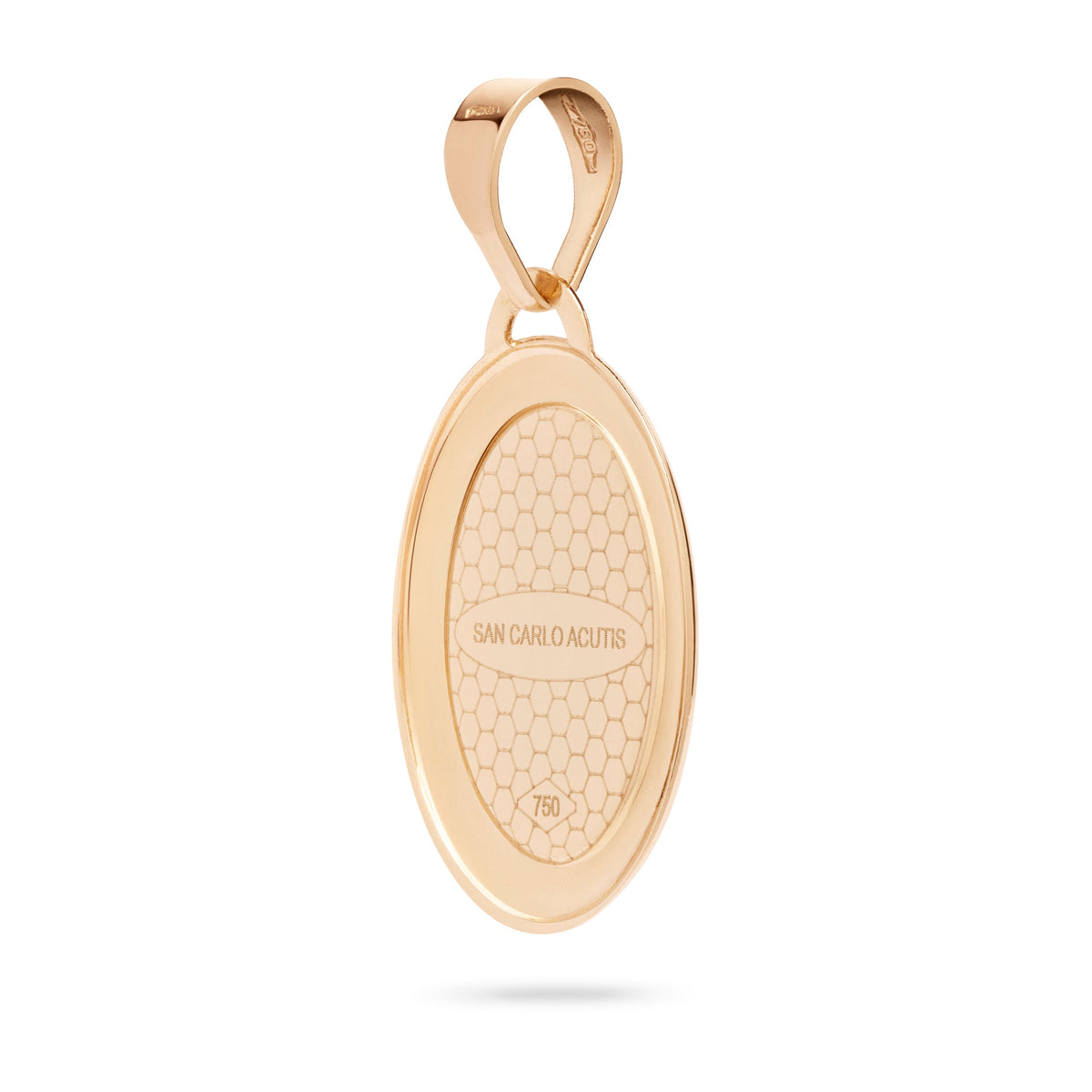 Yellow Gold Medal of Saint Carlo Acutis with Colored Laser-engraved Details