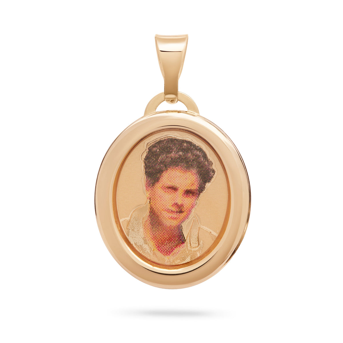 Yellow Gold Medal of Saint Carlo Acutis with Colored Laser-engraved Details