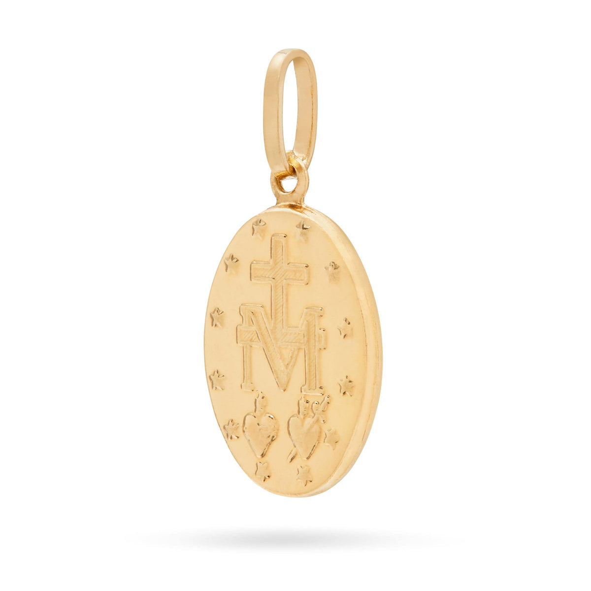 Yellow Gold Miraculous Medal with Long Bail