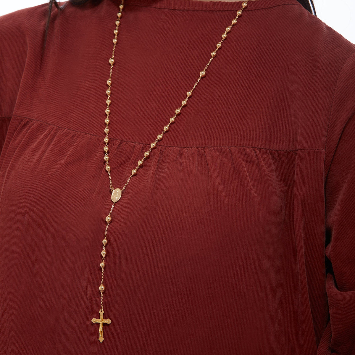 Yellow Gold Miraculous Mary Rosary