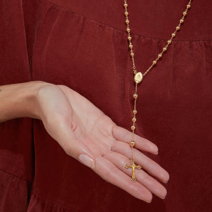 Yellow Gold Miraculous Mary Rosary