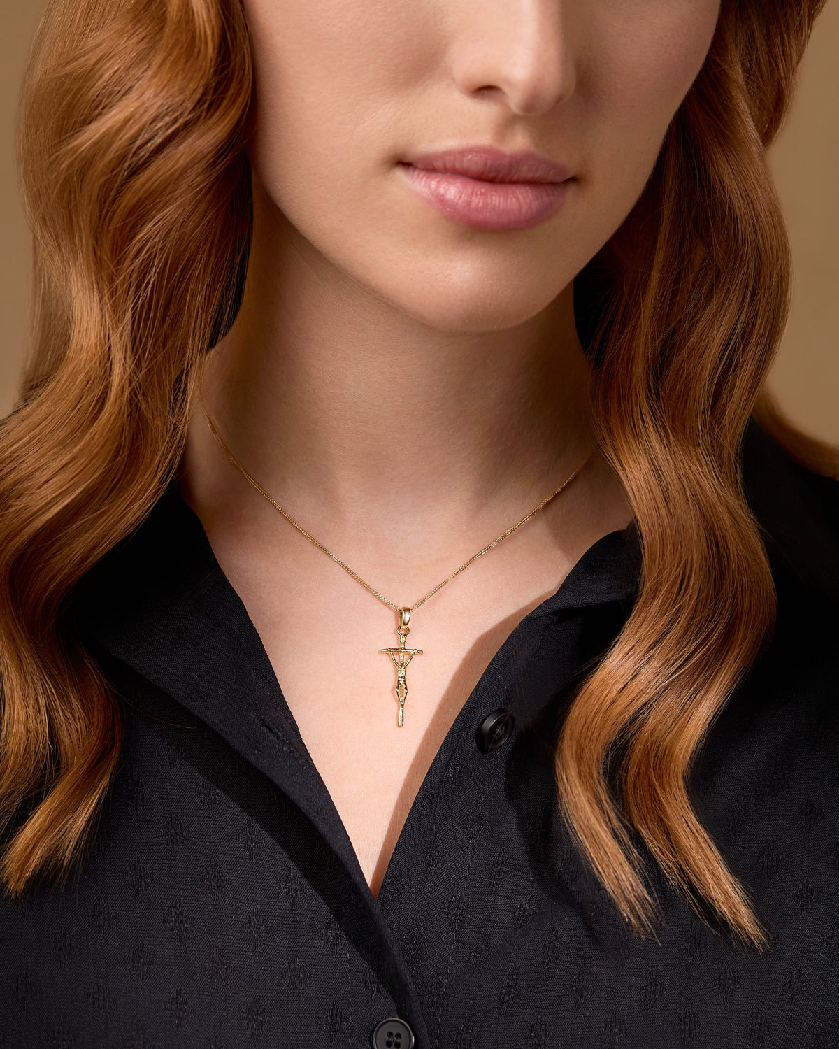 Yellow Gold Pastoral Crucifix Pendant