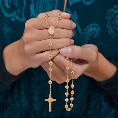 Yellow Gold rosary St Benedict Crucifix