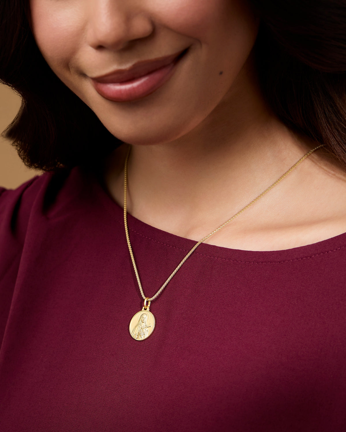 Yellow Gold St. Therese of Lisieux Medal