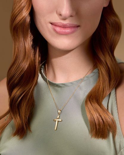 Yellow Gold Straight Cross Pendant
