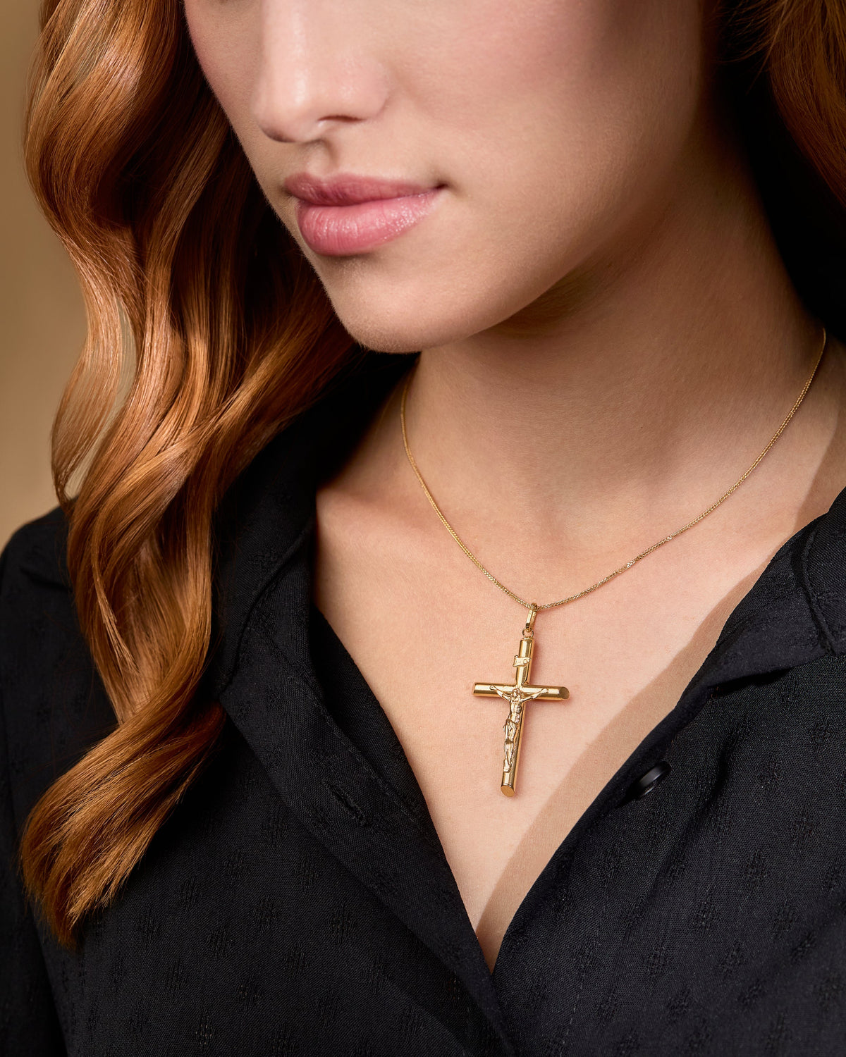 Yellow Gold Truncated Crucifix Pendant