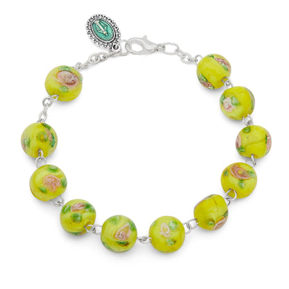 Yellow Lume Rosary Bracelet with Miraculous Virgin Medal
